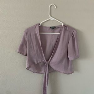 Lavender front tie crop top